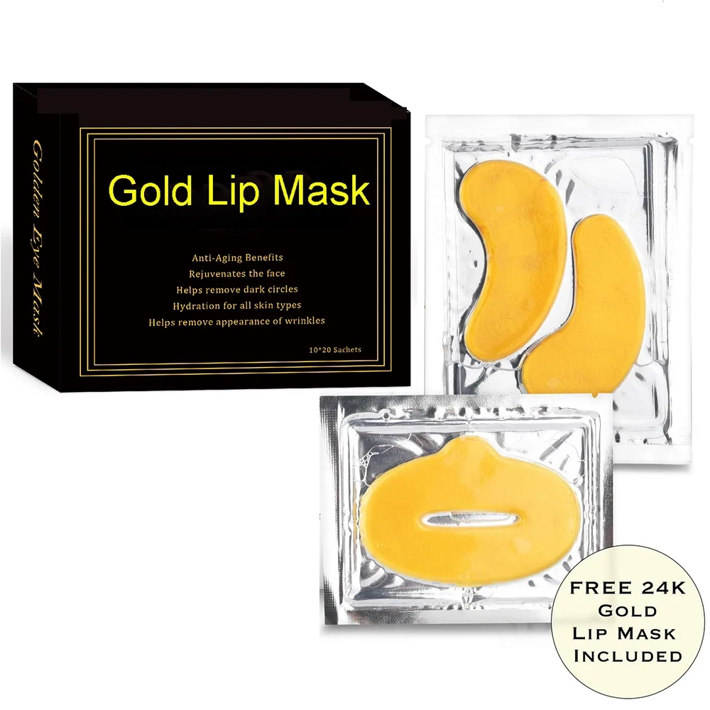 24k Gold Collagen Bio Crystal Mask Face Facial Eye Neck & Lip Anti Ageing Masks