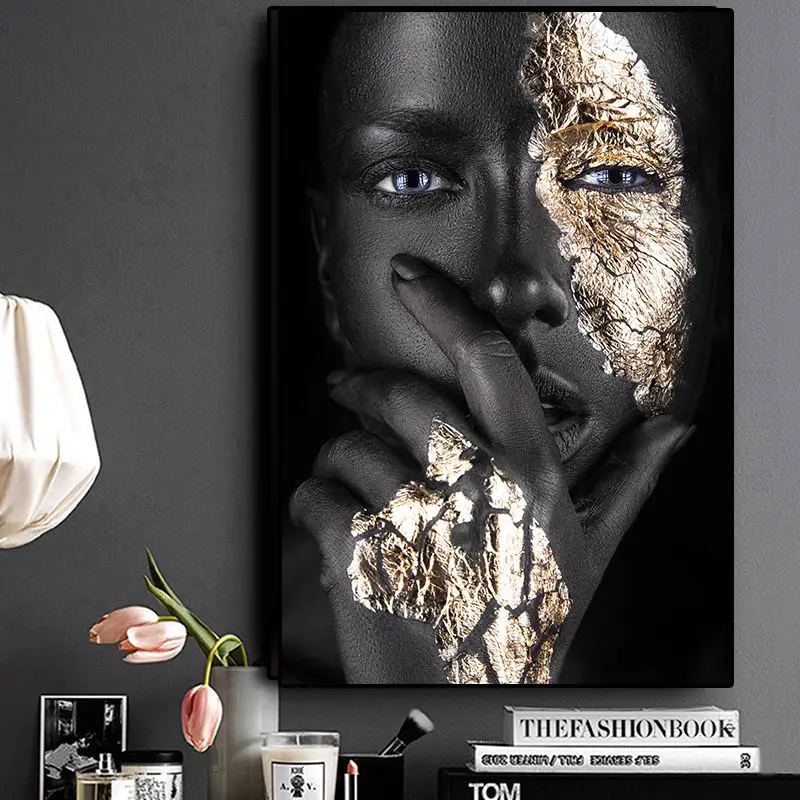 African Art Woman Oil Painting on Canvas Cuadros Posters and Prints Scandinavian Wall Picture for Living Room