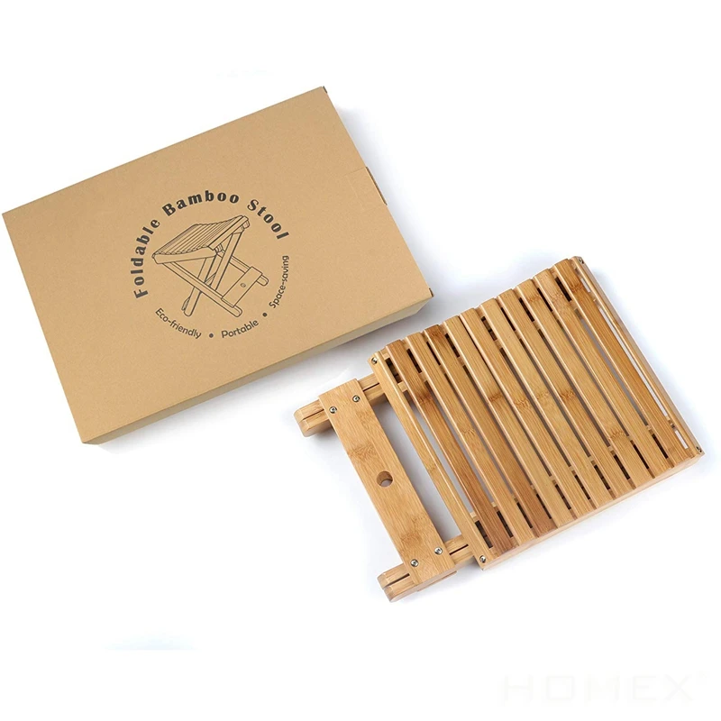 Eco-Friendly Wooden Shower Chair Bamboo Folding Stool for Leg Shaving Spa Foot Rest