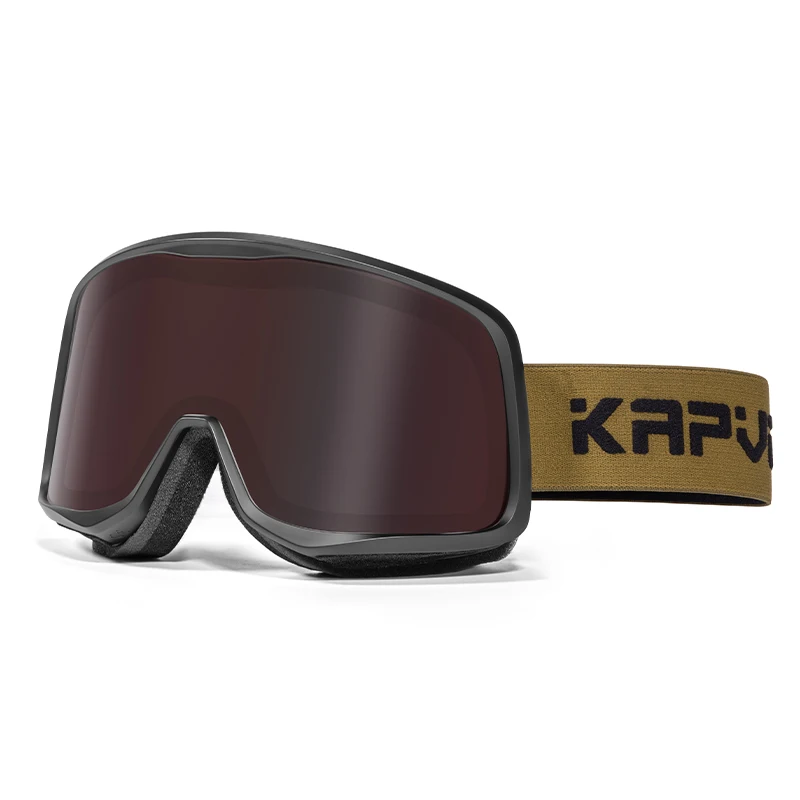 KAPVOE Outdoor Ski Goggles Anti Fog, Anti-Slip Silicone Elastic Strap Ski Goggles Triple layers Foam TPU Flexible Frame