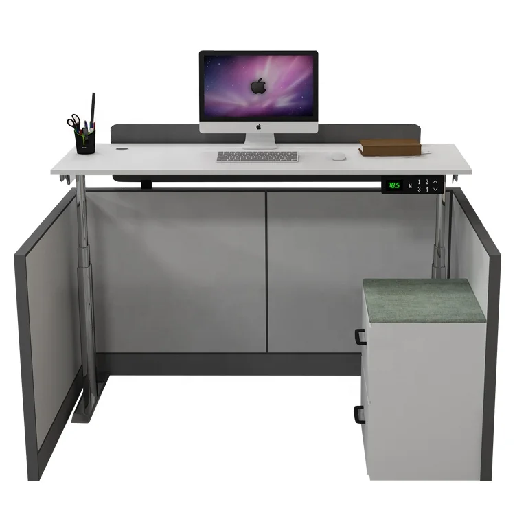 Ergonomic organizer workstation desk office furniture electric standing desk call center cubicle