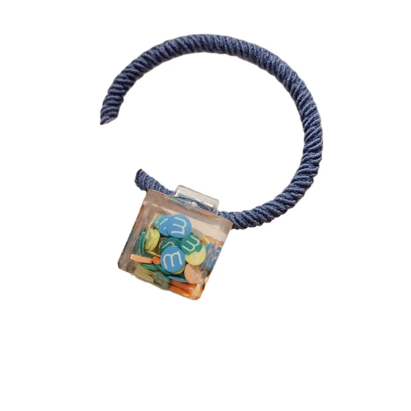 
Smiling face head rope female Korean version lovely sequins square girl tie hair rubber band hair circle hair jewelry 