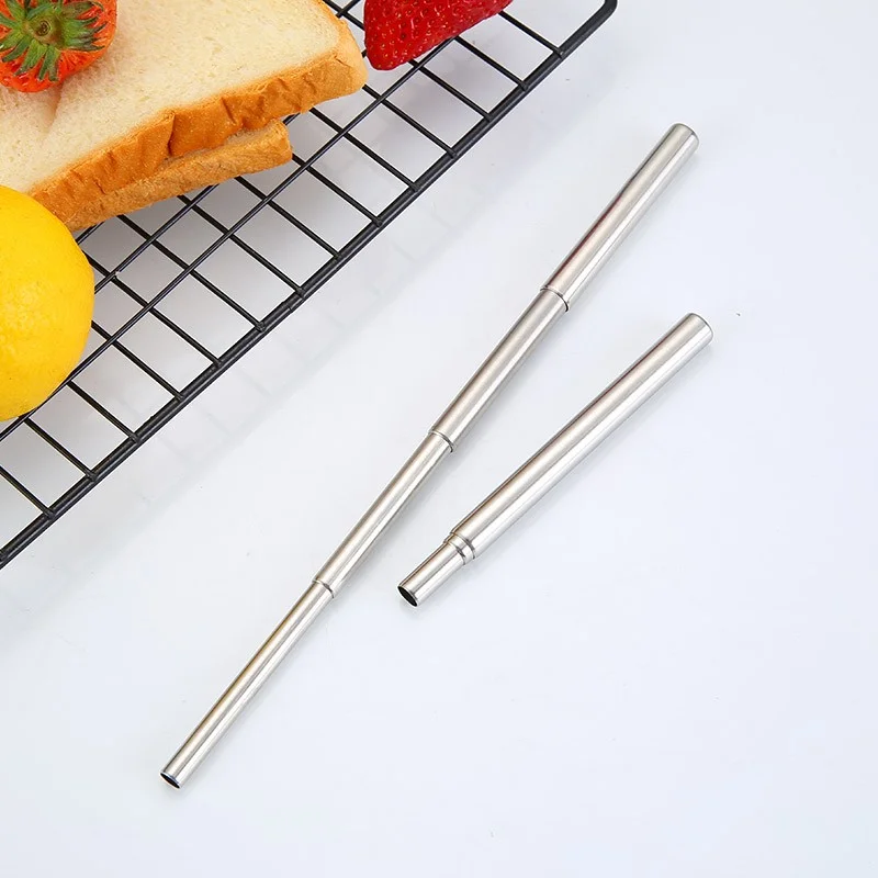 Portable Foldable Retractable Reusable Custom Metal Telescopic Stainless Steel 304 Metal Collapsible Drinking Straw Set