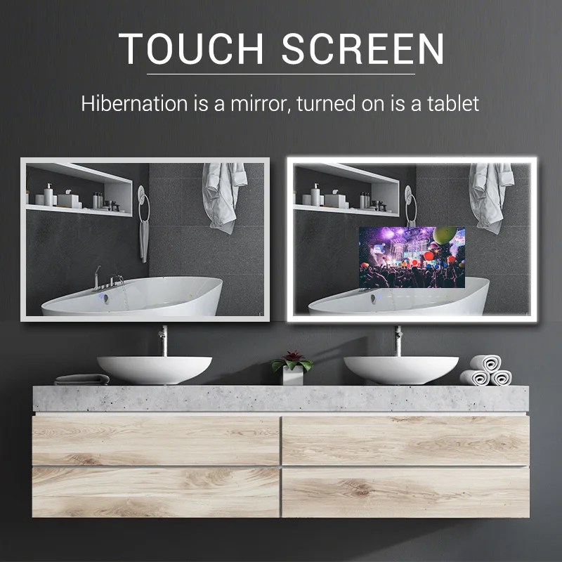 Manufacturer Wholesale Bathroom Mirror Led Lighted Anti-fog Vanity Smart Led Mirror TV with Android System