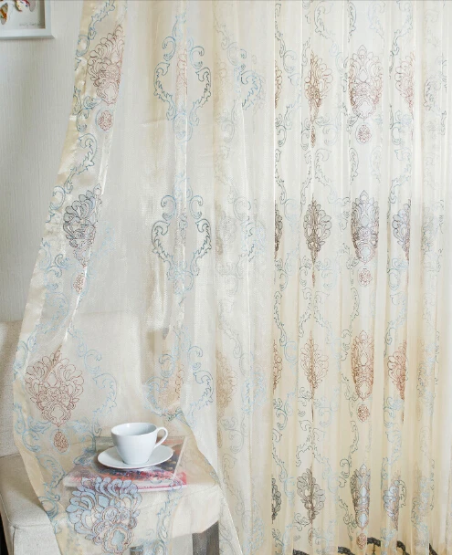 Classic jacquard blackout curtain fabric with printed voile printed sheer curtain for home and hotel