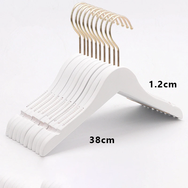 Customized Logo Wood Woman Adult Clothes Hangers Shirt Pants Hangers Non Slip White Wooden Clothing Hangers for Clothing Store
