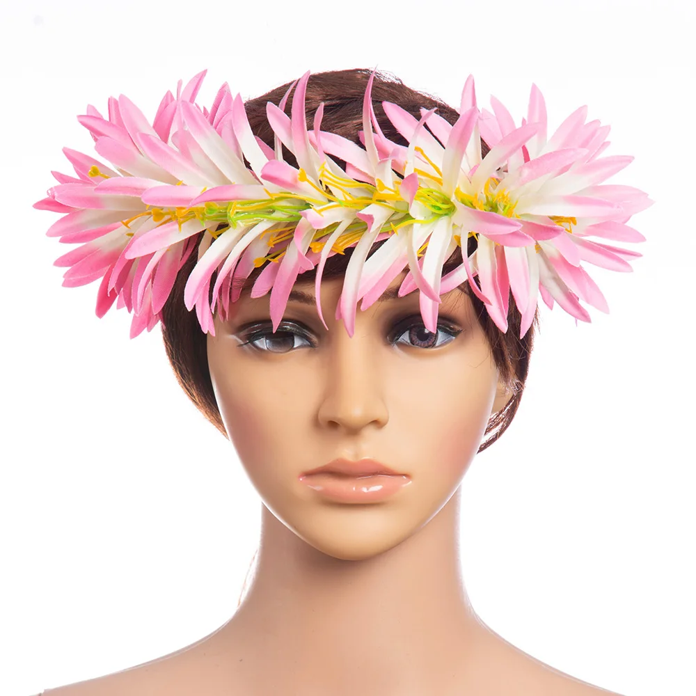 Wholesale Factory Supplier HL0004B 88 Colors 50CM Artificial Velvet Spider Lily Headband Tropical Flower Hawaii Accessories Haku