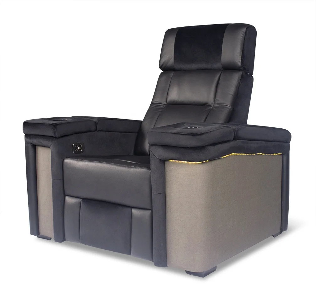 hot sale fabric home cinema seat electric recliner chair luxury theatre seats with tray and message function