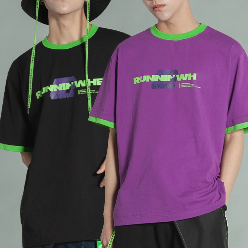 Hiphop Streetwear Custom Men Logo Blank Fashion Premium Cotton Clothing Tops Printing Oversized Ringer Men T Shirt