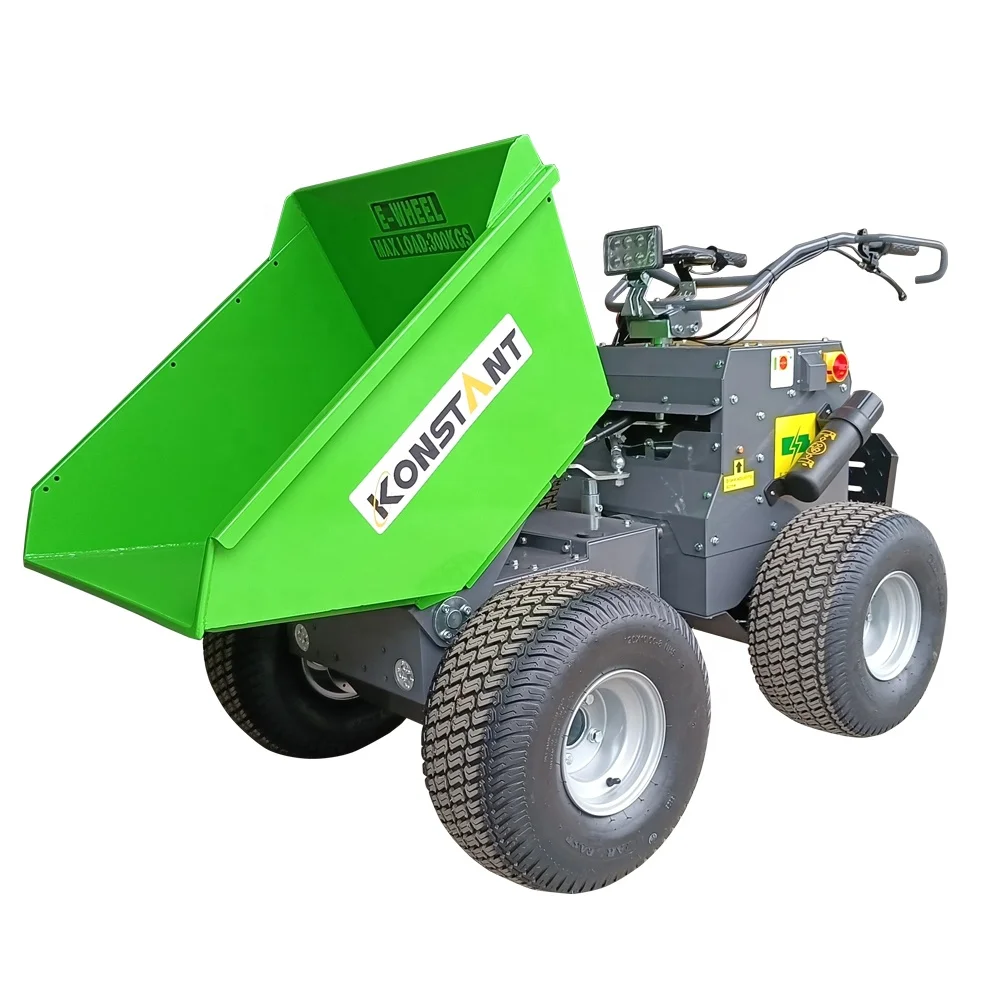 KONSTANT 300KG Mini Dumper Electric 4WD Concrete Power Buggy Barrow 1600W Construction Small Hydraulic Dumper Battery Minidumper
