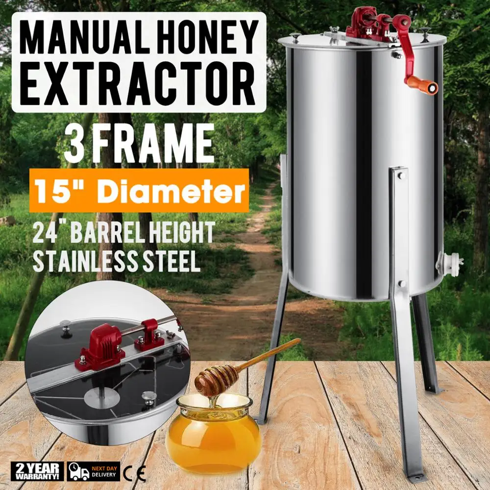 
3 Frame Stainless Steel Honey Extractor Beekeeping Equipment Honeycomb Drum Bee Honey Harvest 