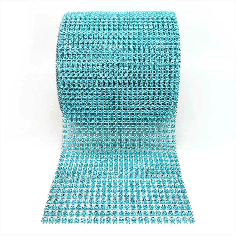 2019 top rated items blue 24 rows 10 yards rhinestone banding polypropylene ribbon craft trims diamond wrap mesh for wedding