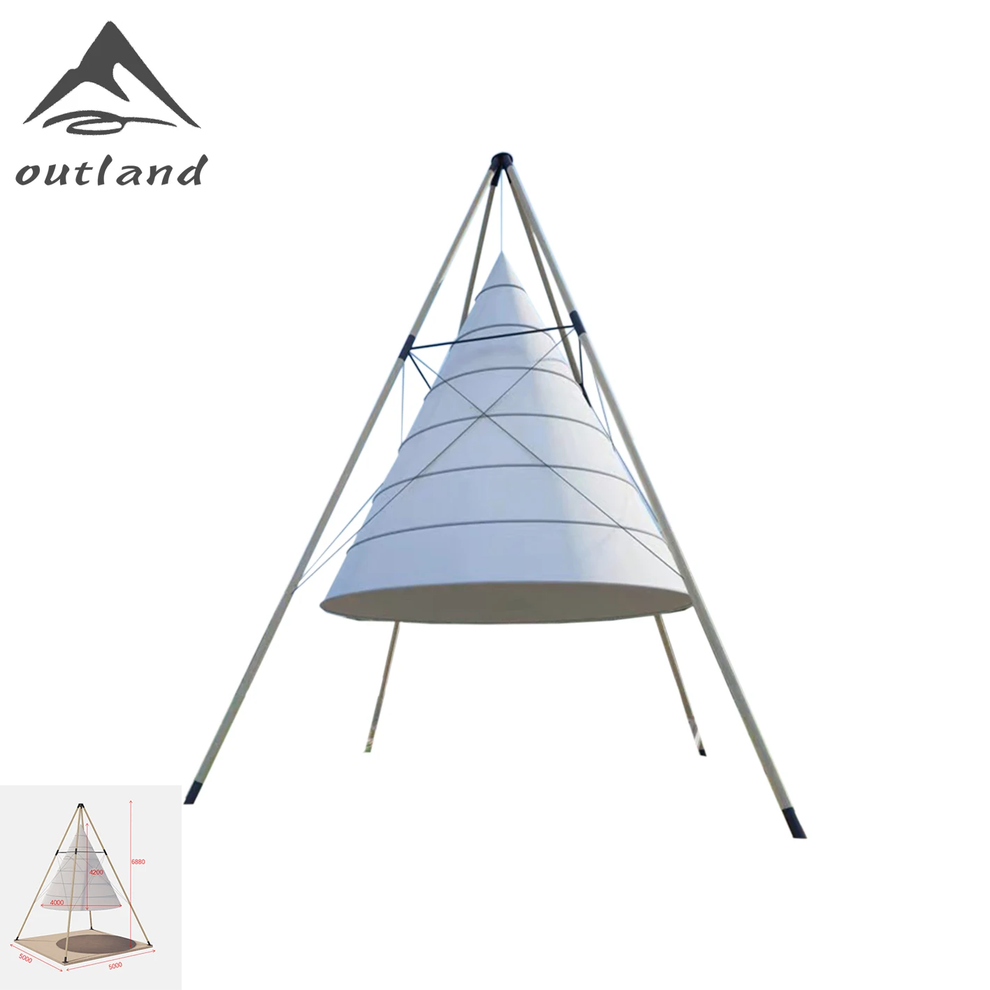 Bamboo lantern tent camp picnic camping Conical hotel party outdoor shade tent