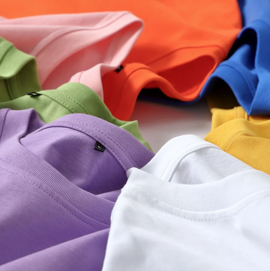 TODOMORE unisex 240Gsm 100% Cotton Drop shoulderHip hop Solid color T-shirt custom logo screen print streetwear t-shirts