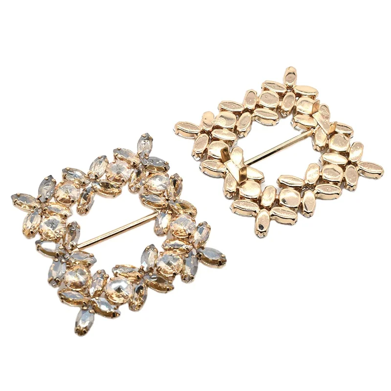 Custom  Rectangle  Rhinestone Diamante Shine Square Crystal Buckle for Purse Shoe Belt Bag Decoration Accessories