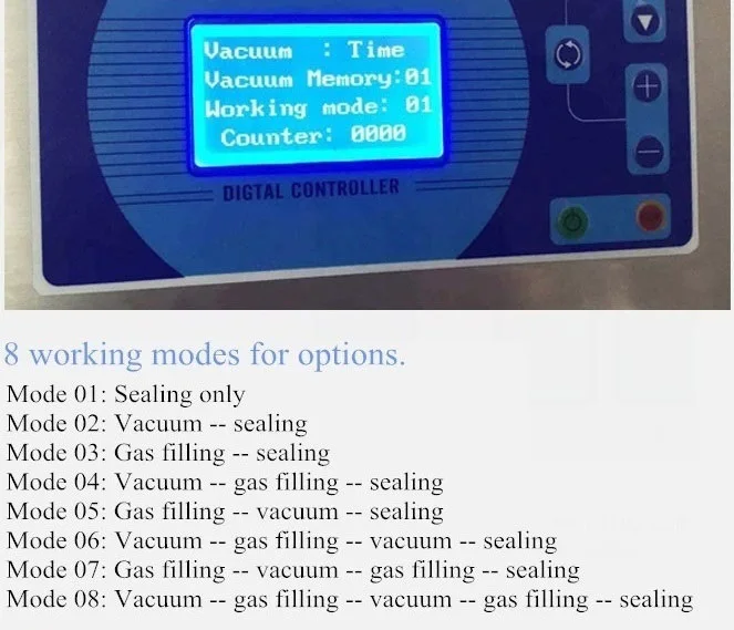 desktop external nitrogen flushing sealing machine table top food vacume packaging sealer machine nozzle vacuum packing machine