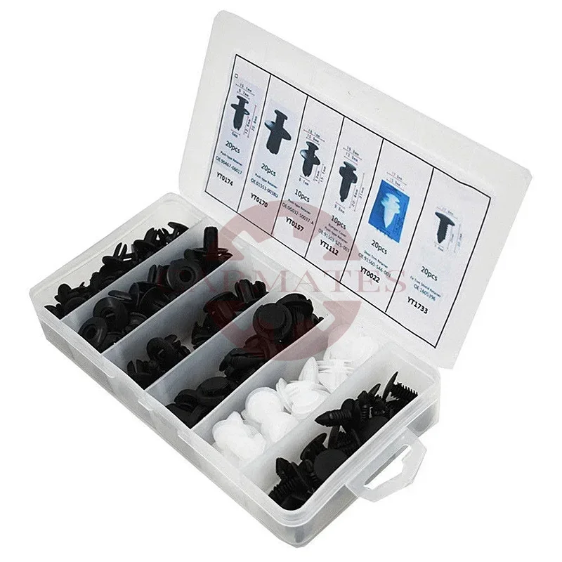 100PCS HE26 Auto Fastener Clip Car Fender Push Retainer Mixed Body Pin Rivet Bumper Door Trim Panel Universal Clips Fixed Buckle