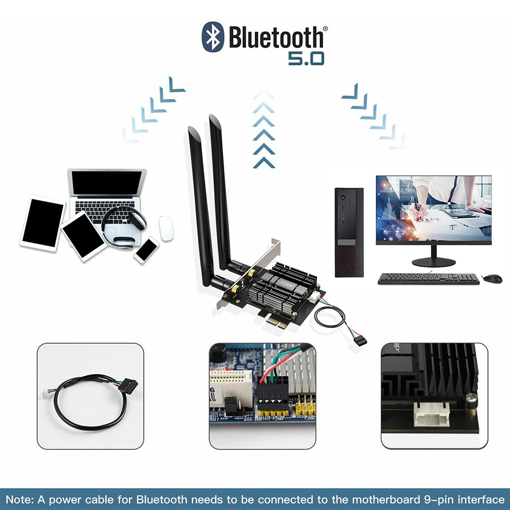  EDUP Wi-Fi 6 карт BT 5 0 с радиатором PCIe сетевая карта AX 3000 Мбит/с AX200 802.11AX 2 4 ГГц/5 8 ГГц Беспроводная PCI