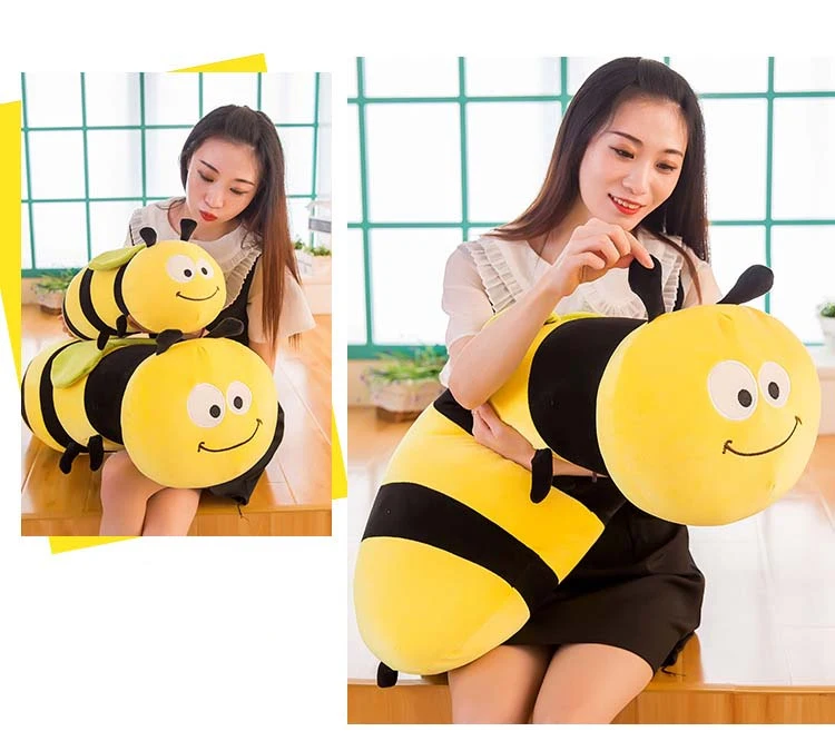 Aliexpress Hot sale Creative soft bee plush stuffed toys doll striped sleeping pillow toy for kids birthday gift