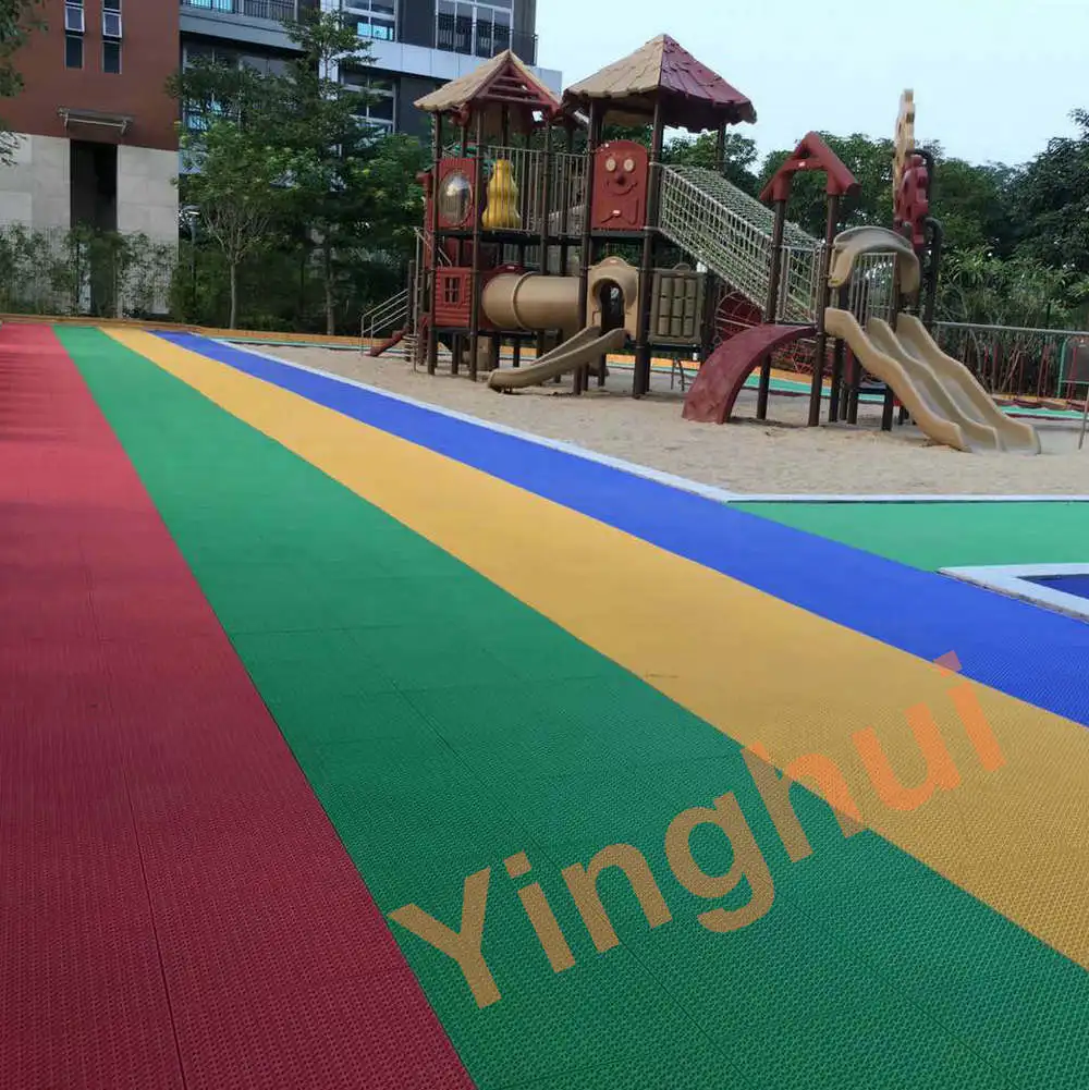 O-04 Outdoor Suspended Modular Playground Flooring School Colorful Kids Playarea Sport Courts Tile Manufacturer
