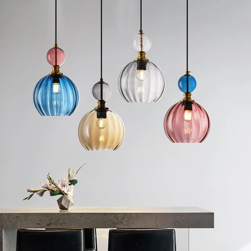 Nordic Kitchen Lights Ceiling Pendant Lamp Modern Coloured Glass Pendant Light Feather Chandelier For Bedroom Dining Room