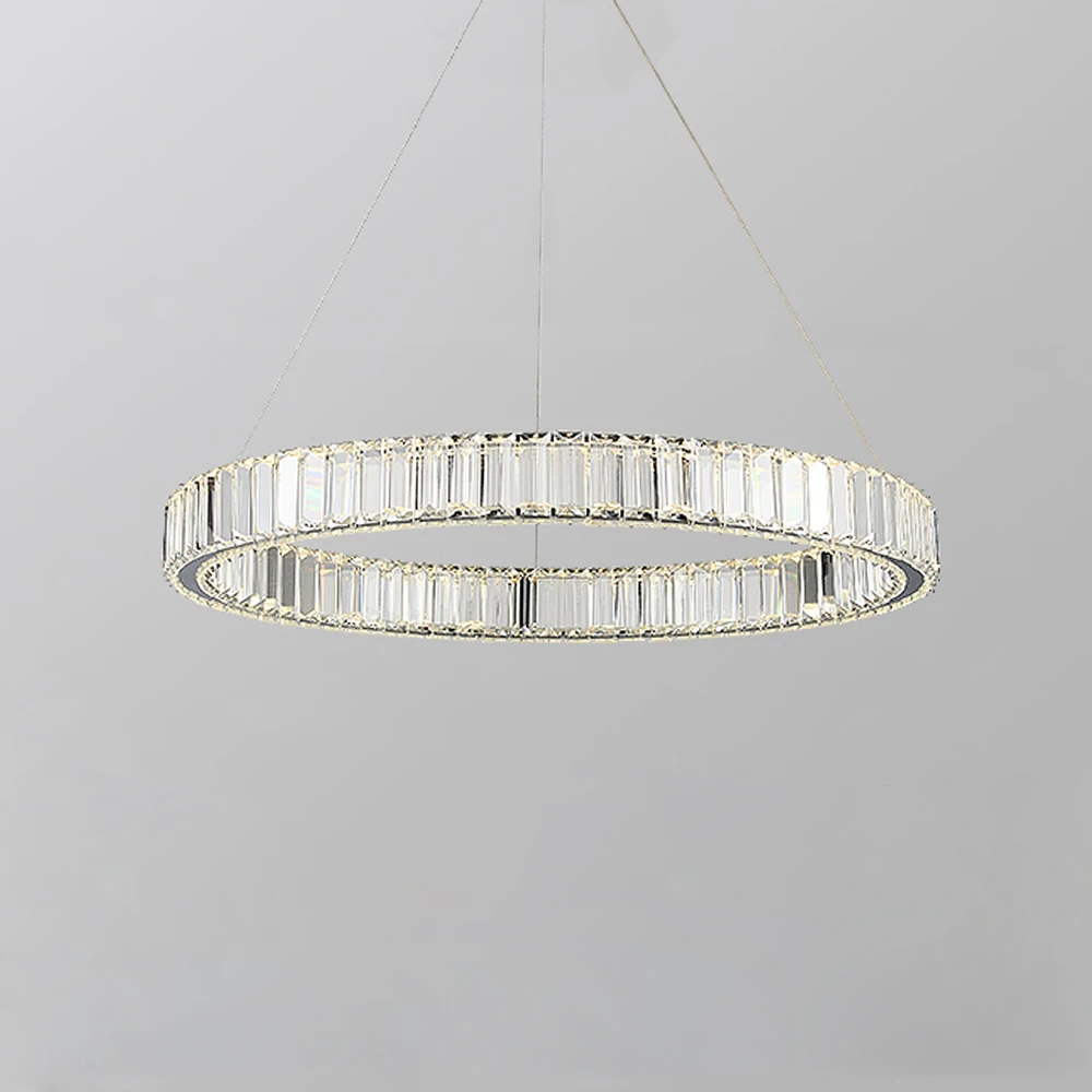 Kasanto Lighting K9 crystal modern large lobby crystal chandelier stairs lights ring circle led chandelier 6 lights rings