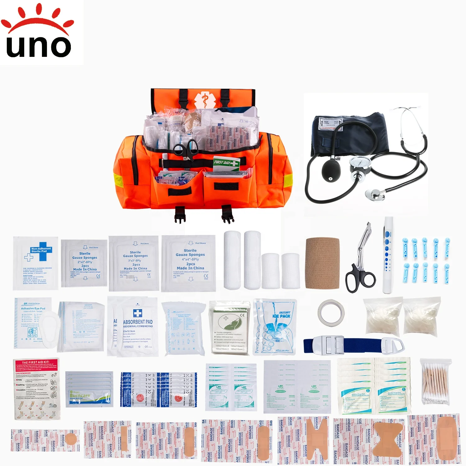 Orange complete  Disaster trauma first aid kit bags emergency response medical first aid kit with reflectors