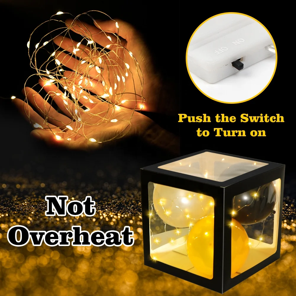 Ourwarm Custom Graduation Party Supplies Gifts Sets Black Gold Blocks Decoration Graduation Balloon Boxes with Led