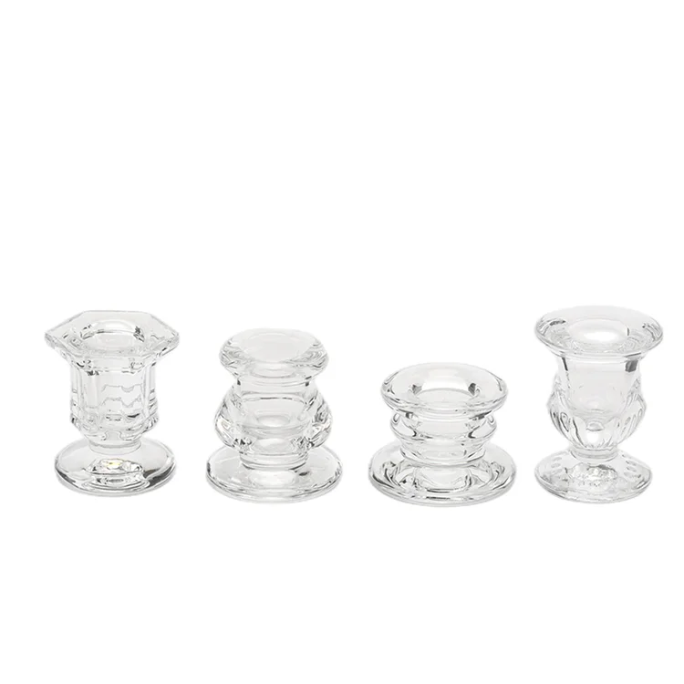 Glass candlestick various shape clear glass candle holders decorative crystal candle stick holder sets candle stand