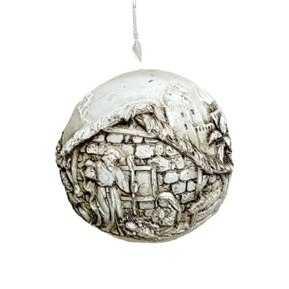 Holy Family Stable Nativity Scene Figurine Statue Resin Religious Crafts Christmas Tree decor products Ball Hanging Ornament