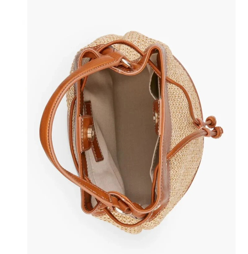 Newest Women Crochet Straw Draws Bag Summer Tote Beach Bag Rattan Woven Handbag