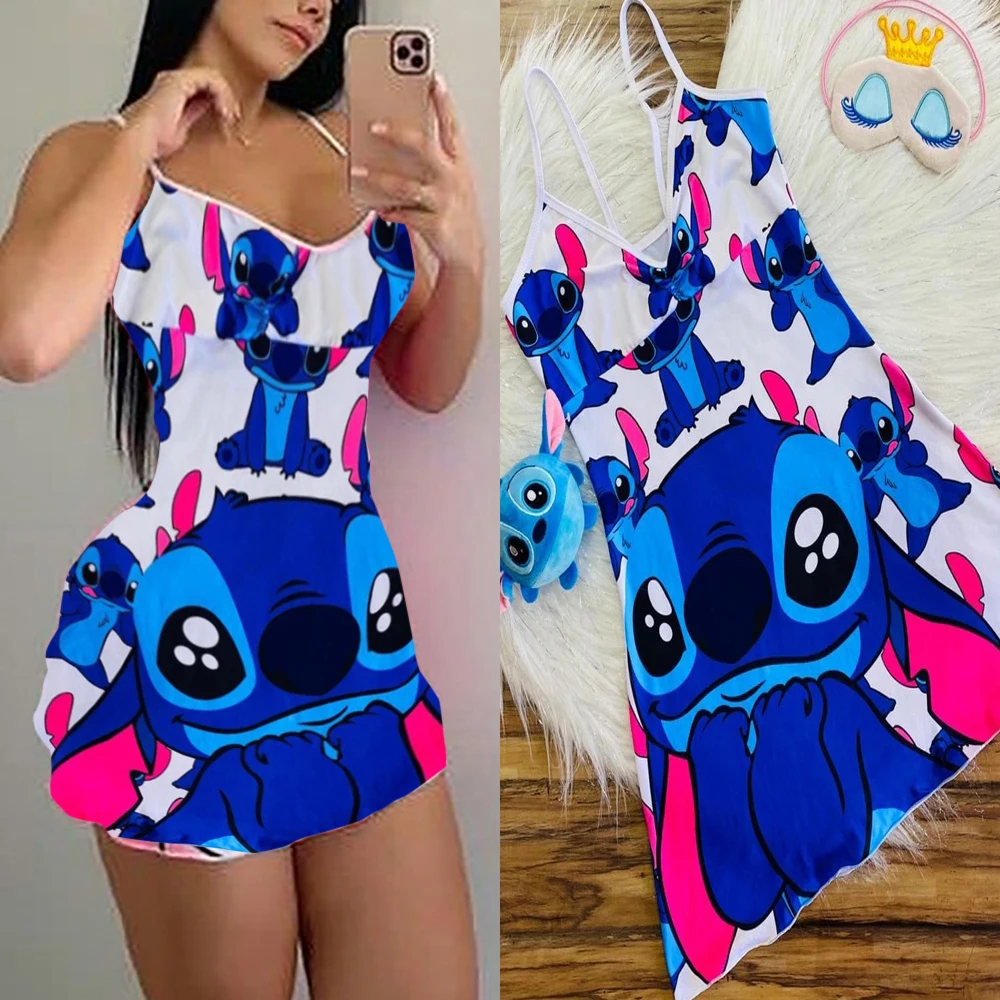 2021 New Summer Spaghetti Strap Cartoon Night Dress Pajamas Sexy Character Pajamas Cute Dresses For Women