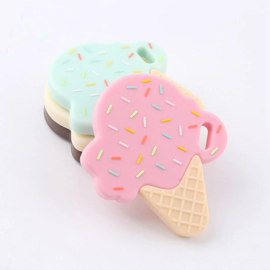 Силиконовый Прорезыватель для зубов, мягкая игрушка для мороженого, не содержит BPA, нетоксичный, 100% натуральный каучук