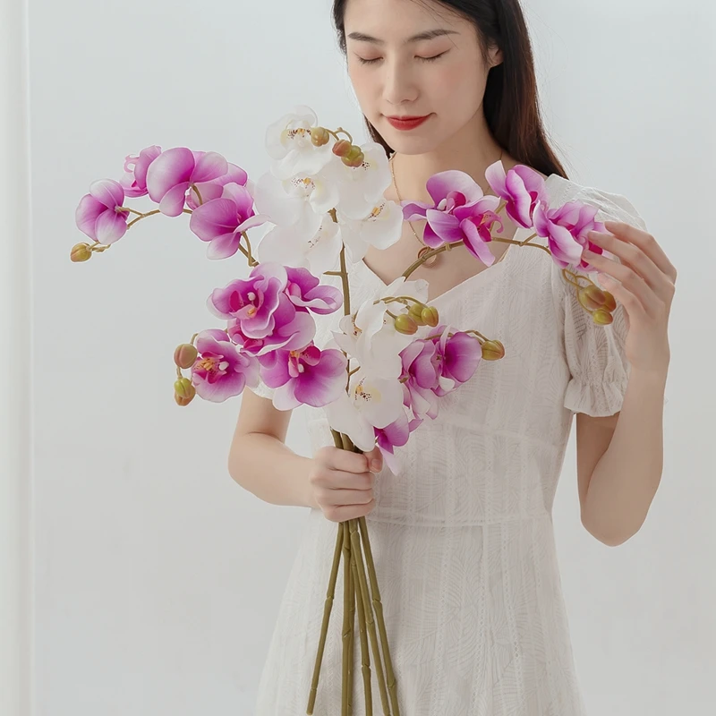 MW18903 Artificial Orchid Stems Real Touch Orchid 27.9 inch Tall Butterfly Phalaenopsis Flower Home Wedding Decoration