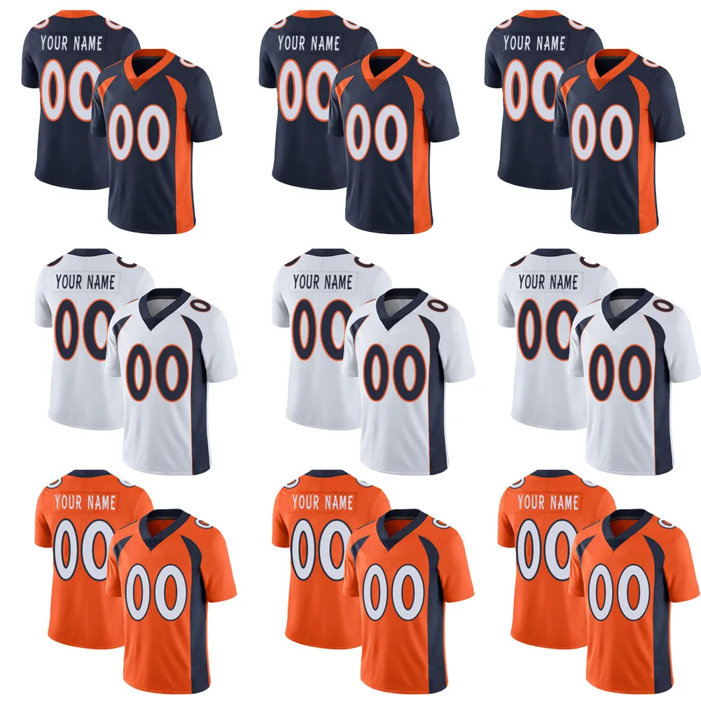Adult Uniform Sublimated Jersey T Shirt American Football Jersey High Quality Cool Dry White Blue Orange Breathable Sportswear