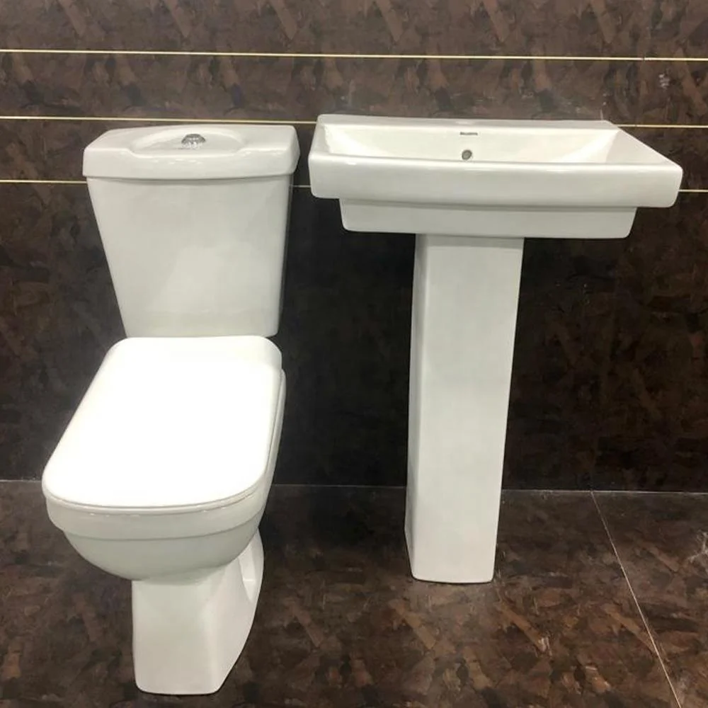 Dual / Single Flush Two Piece Water Closet and Cistern Wash Down Toilet Seat and Pedestal Wash Basin Set from Vistaar Brand Ind.