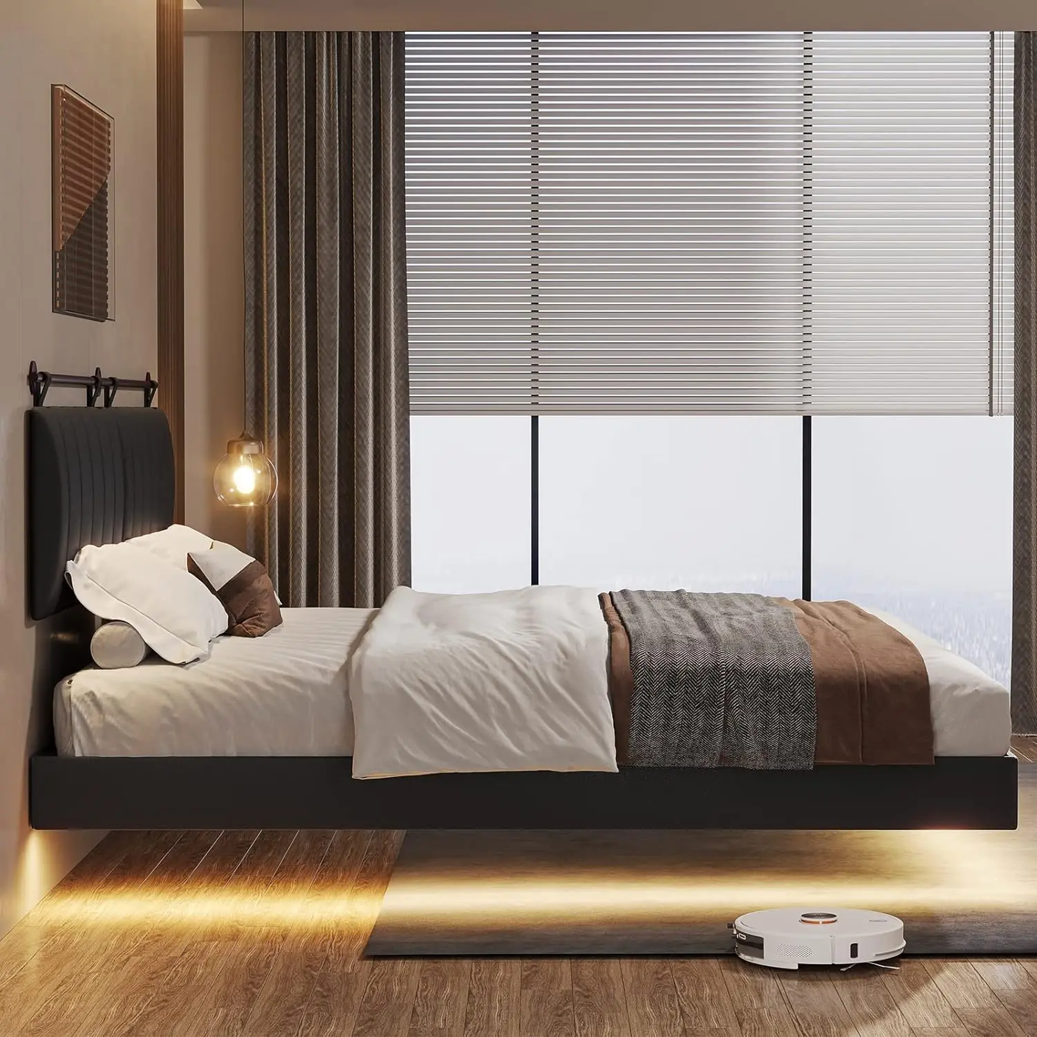 Floating Bed Frame Simple Modern Cloud Bed Bedroom Furniture Up-holstered Beds