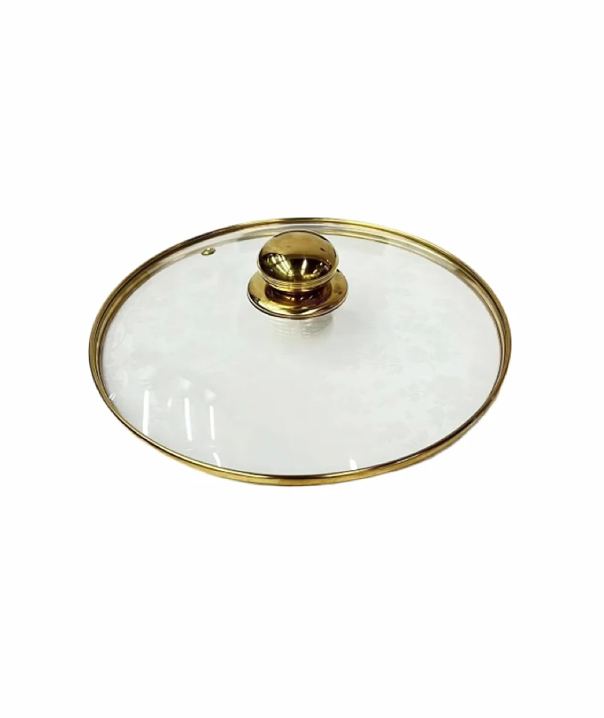 High Quality G Type Golden Rim Tempered Glass Lids Cover Frying Pan Lid With  Stainless Steel Knob For Cooking Pot