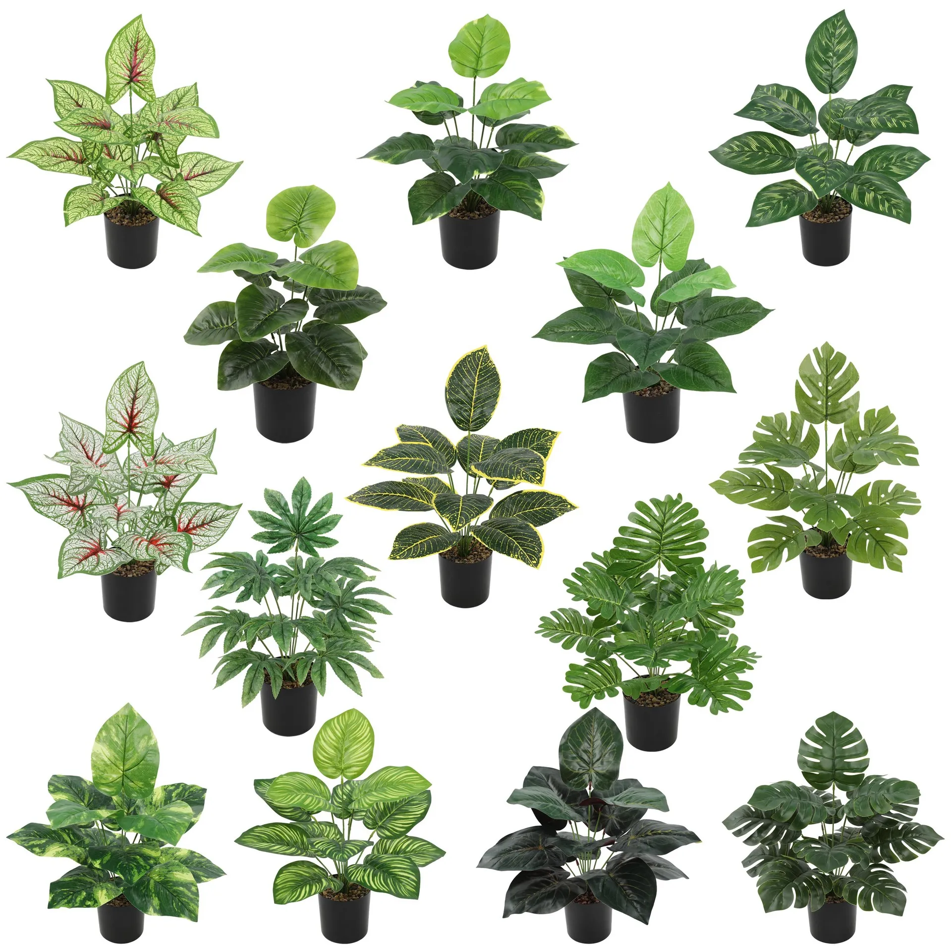 Mydays Simulation Greenery Leaves Plant Fake Flower Pot Artificial Green Plant Realistic Artificial Plants with Pots