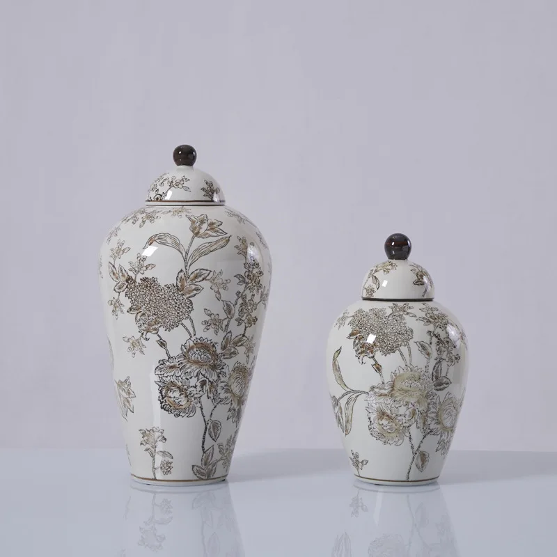 new design temple jar sets hot sale home decor ceramic mid century vase