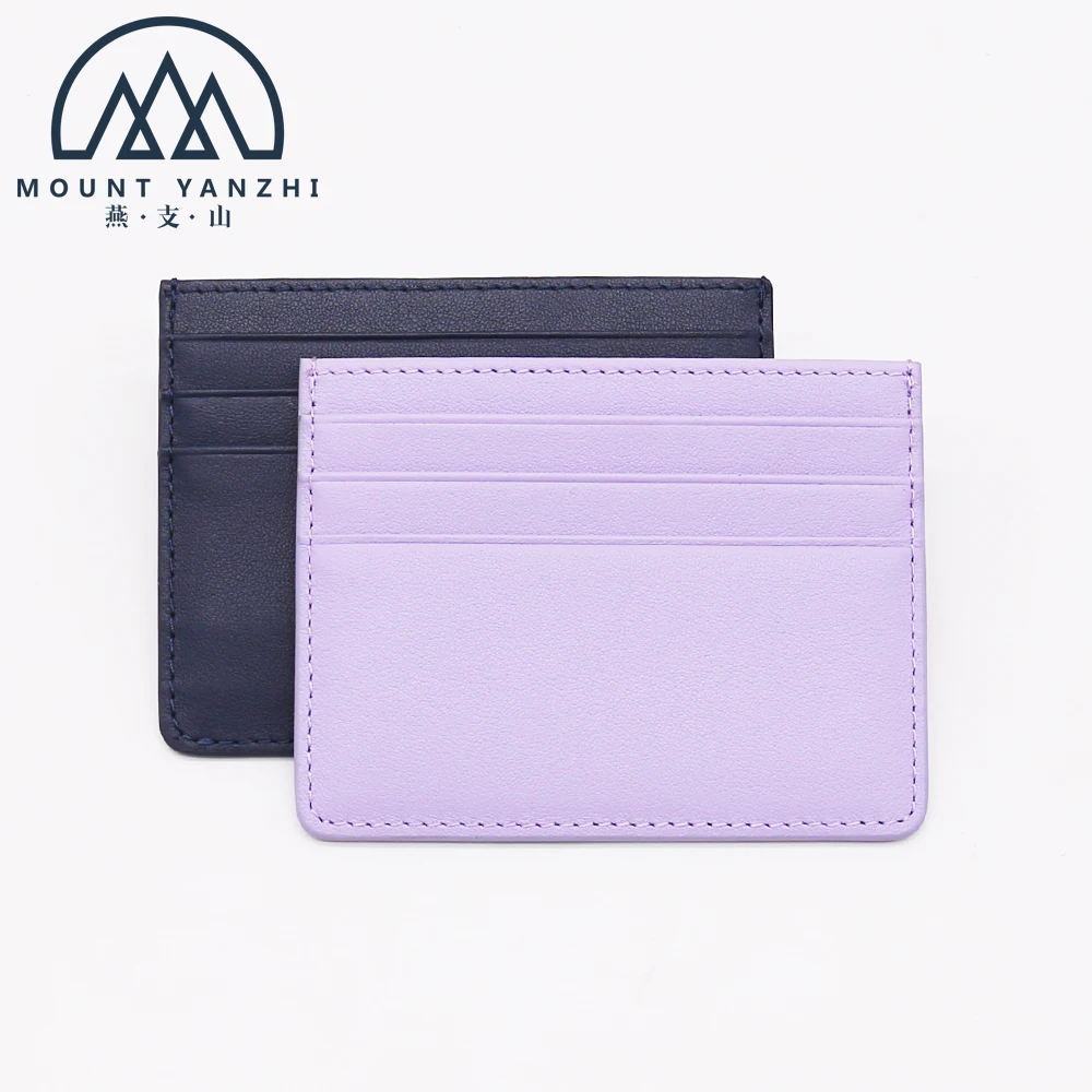 High Quality Custom Logo RFID Blocking Real Leather Card Holder Slim Wallet with Money Clips Name Card Case With 3 Card Slots