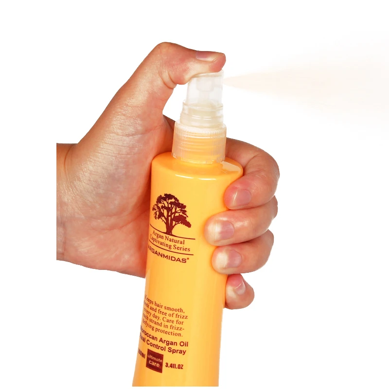Anti Frizz Argan Oil Detangler Private Label Sheen Styling Freeze Repair Shine Hair Spray