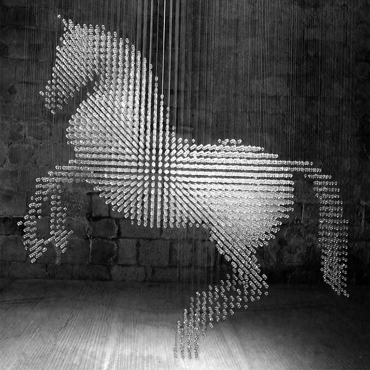 Hotel Lobby Villa Salon Decoration Custom Large Project LED Sculptural Horse Crystal Chandelier Lighting