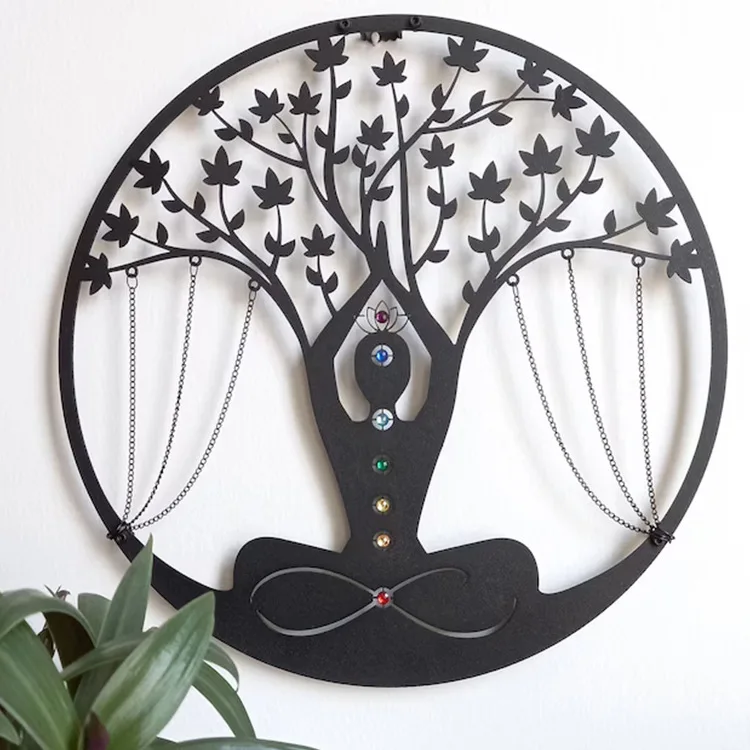 Meditation Metal Wall Art Decor Chakra Healing Therapy Yoga Decor Laser Cutting Home Decor Wall Art Panel