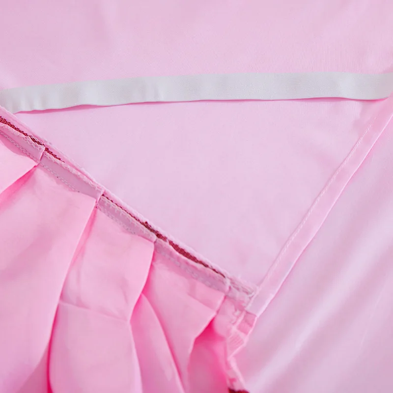 Hot sale European Korean princess solid color polyester light luxury cheap bedding set three poeces bed skirt lace edge