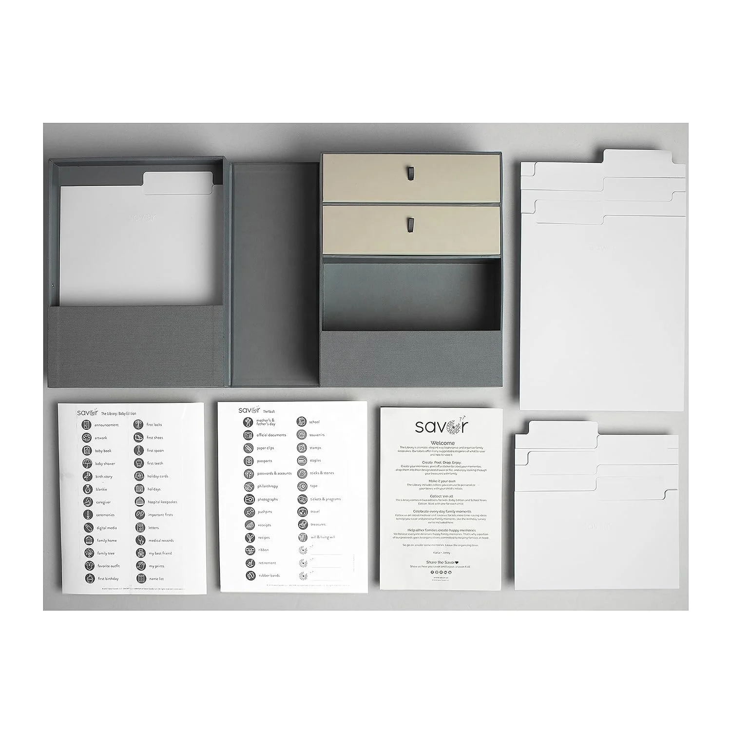 Newborn Memory Organizer with Labels for Pregnancy Baby Keepsake Organizer Box