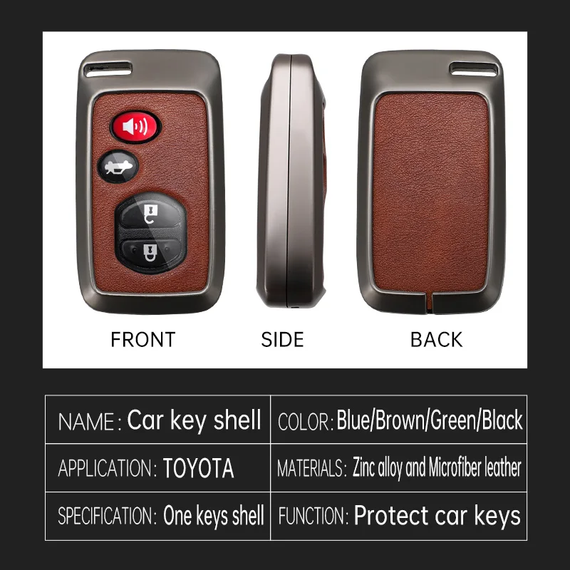 OEM Metal Car Key Shell Zinc Alloy Car Key Case Remote Cover Full Protection Suitable for Toyota Camry Land Cruiser Reiz Prado