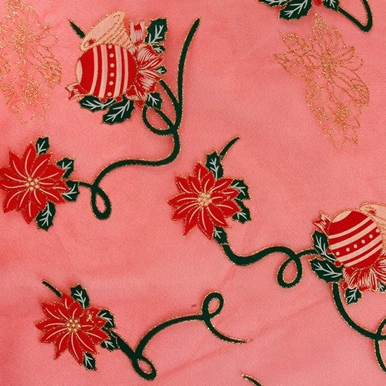 China supplier organza foil glitter metallic print nylon net fabric for christmas celebrate