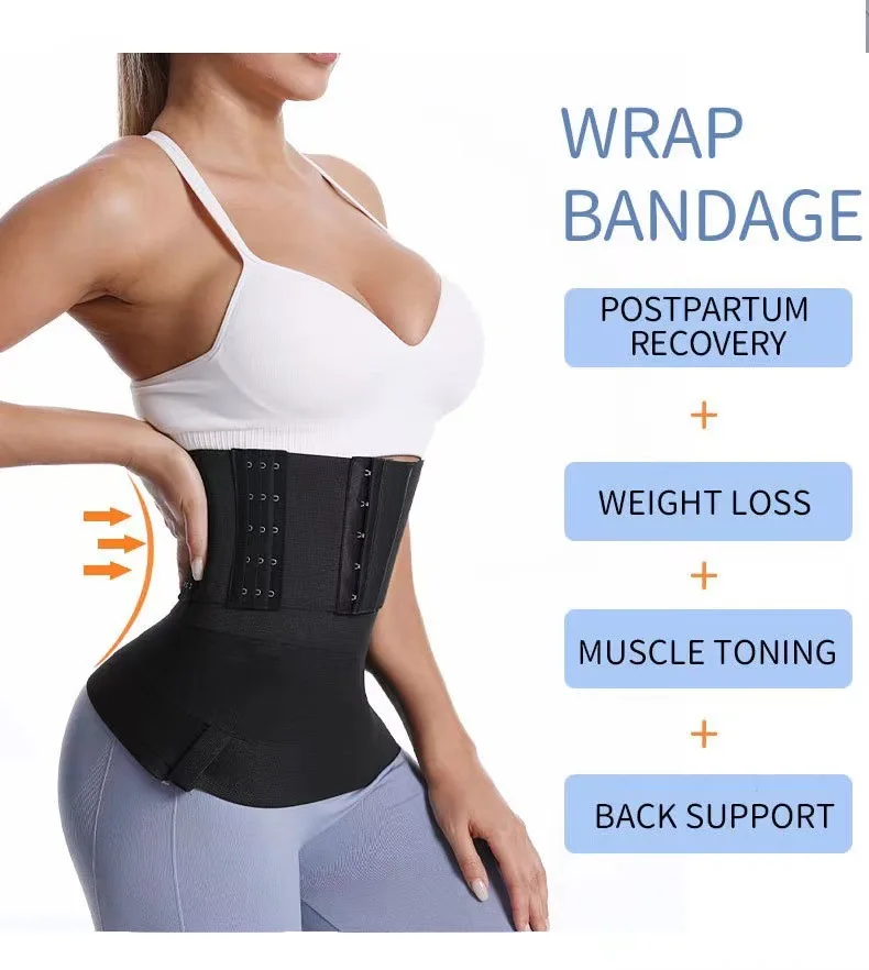 Waist Trainer For Women Lower Belly Fat Tummy Control Shapewear Postpartum Plus Size Fajas Corset Wrap Waist Flat Band