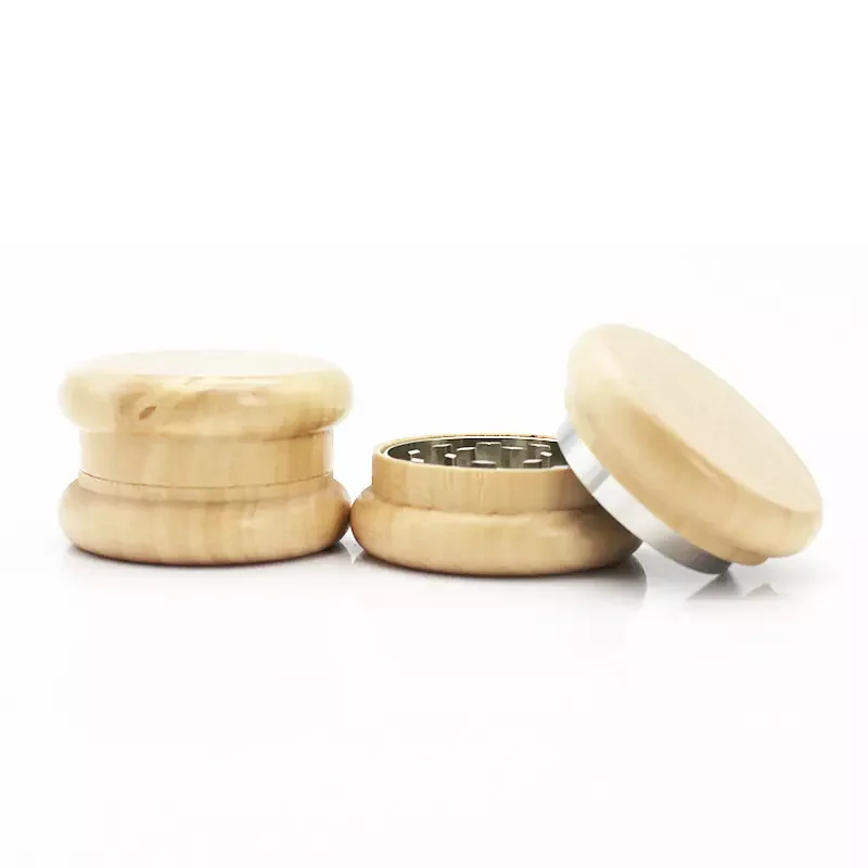 JUJI 2024 China printed free sample crusher 2 Layers custom wholesale tobacco wooden bamboo wood herb grinder